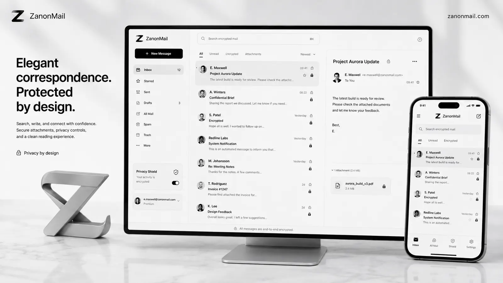 ZanonMail independent addresses across devices