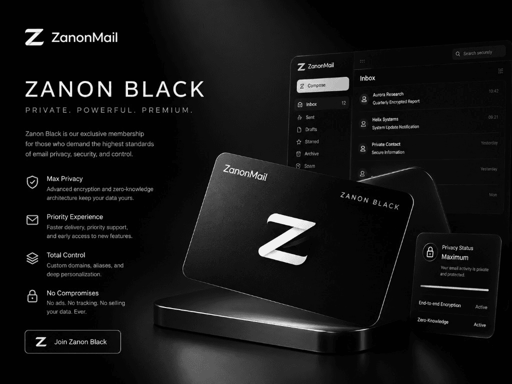 Zanon Black membership card and private inbox